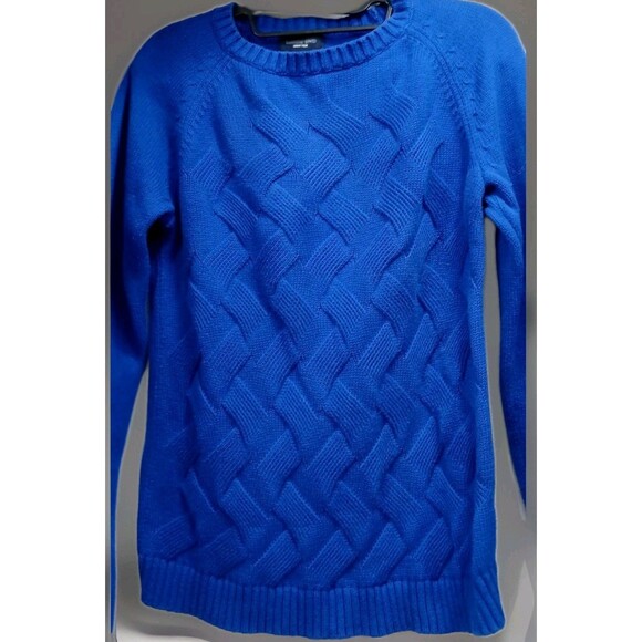 Lands' End Women's Drifter Sweater Blue Cable Knit Cotton Pullover M 10-12 EUC - Picture 4 of 8